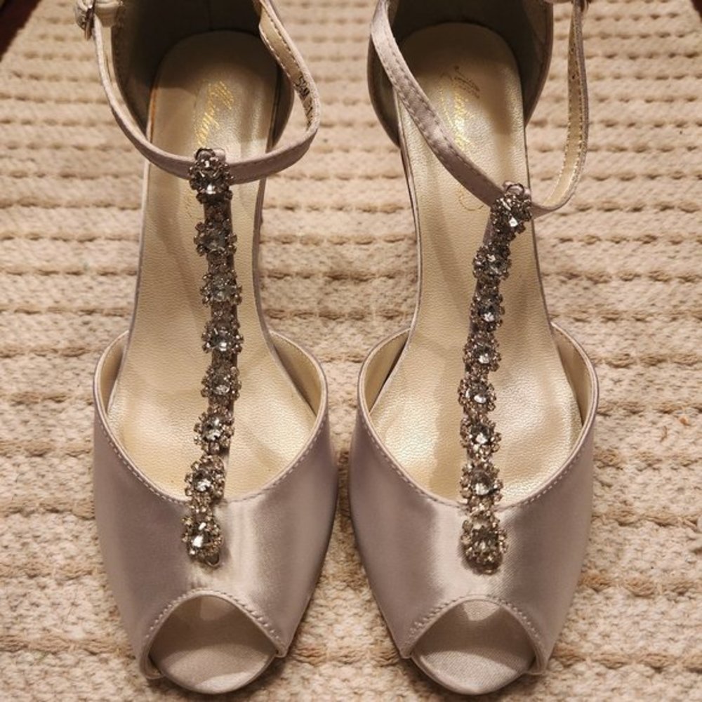 Silver Jeweled Heels